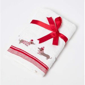 Homescapes Dachshund Embroidered 100% Cotton Christmas Hand Towel Homescapes Dachshund Embroidered 100% Cotton Christmas Hand Towel