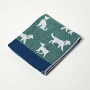 Homescapes Green Dog Pattern 100% Cotton Hand Towel, 50 x 85 cm Homescapes Green Dog Pattern 100% Cotton Hand Towel, 50 x 85 cm