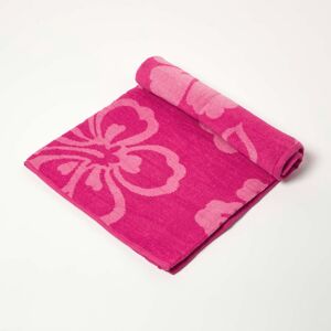 Homescapes 100% Recycled Cotton Pink Flower Beach Towel, 70 x 150 cm Homescapes 100% Recycled Cotton Pink Flower Beach Towel, 70 x 150 cm