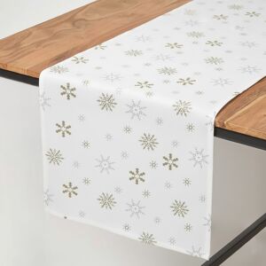 Homescapes Cotton Christmas Gold Snowflake Table Runner Homescapes Cotton Christmas Gold Snowflake Table Runner