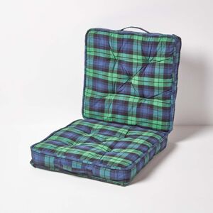 Homescapes Cotton Travel Support Booster Cushion, 50 x 50 cm, Green, Tartan, 100% Cotton Cover, Carry handle, Premium High Density Filling Homescapes Cotton Travel Support Booster Cushion, 50 x 50 cm, Green, Tartan, 100% Cotton Cover, Carry handle, Premium High Density Filling