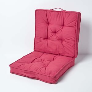 Homescapes Cotton Travel Support Booster Cushion, 50 x 50 cm, Red, 100% Cotton Cover, Carry handle, Premium High Density Filling Homescapes Cotton Travel Support Booster Cushion, 50 x 50 cm, Red, 100% Cotton Cover, Carry handle, Premium High Density Filling