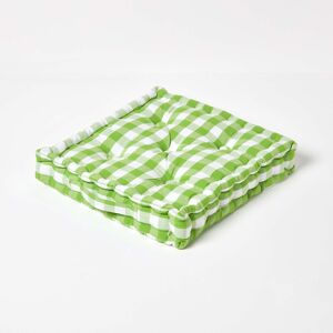 Homescapes 100% Cotton Gingham Floor Cushion, 50 x 50 x 10 cm, Green, Block Check, OEKO-TEX Certified, Handcrafted, 20 x 20 x 4" Homescapes 100% Cotton Gingham Floor Cushion, 50 x 50 x 10 cm, Green, Block Check, OEKO-TEX Certified, Handcrafted, 20 x 20 x 4"
