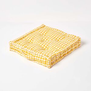 Homescapes 100% Cotton Gingham Floor Cushion, 40 x 40 x 8 cm, Yellow, Block Check, OEKO-TEX Certified, Handcrafted, 16 x 16 x 3" Homescapes 100% Cotton Gingham Floor Cushion, 40 x 40 x 8 cm, Yellow, Block Check, OEKO-TEX Certified, Handcrafted, 16 x 16 x 3"