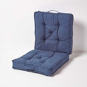 Homescapes Cotton Travel Support Booster Cushion, 50 x 50 cm, Blue, 100% Cotton Cover, Carry handle, Premium High Density Filling Homescapes Cotton Travel Support Booster Cushion, 50 x 50 cm, Blue, 100% Cotton Cover, Carry handle, Premium High Density Filling