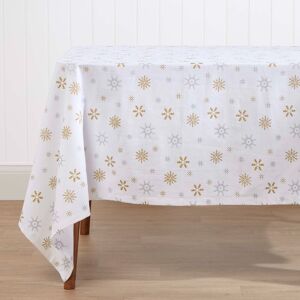 Homescapes Cotton Christmas Gold Snowflake Tablecloth, 54 x 70 Inches Homescapes Cotton Christmas Gold Snowflake Tablecloth, 54 x 70 Inches