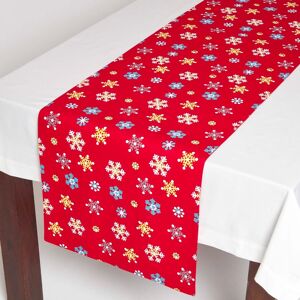 Homescapes Cotton Christmas Red Snowflake Table Runner Homescapes Cotton Christmas Red Snowflake Table Runner