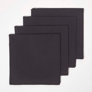 Homescapes Black Cotton Fabric 4 Napkins Set Homescapes Black Cotton Fabric 4 Napkins Set