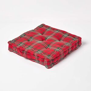 Homescapes 100% Cotton Tartan Floor Cushion, 50 x 50 x 10 cm, Red, OEKO-TEX Certified, Handcrafted, 20 x 20 x 4" Homescapes 100% Cotton Tartan Floor Cushion, 50 x 50 x 10 cm, Red, OEKO-TEX Certified, Handcrafted, 20 x 20 x 4"