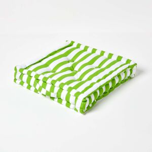 Homescapes Green Cotton Thick Stripe Floor Cushion - Floor Cushion Homescapes Green Cotton Thick Stripe Floor Cushion - Floor Cushion