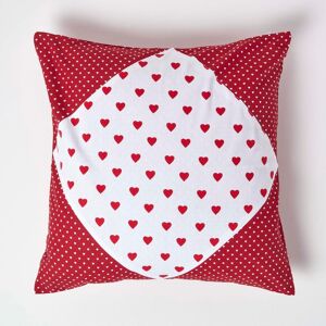 Homescapes Cotton Red Hearts and Polka Dots Cushion Cover, 60 x 60 cm Homescapes Cotton Red Hearts and Polka Dots Cushion Cover, 60 x 60 cm