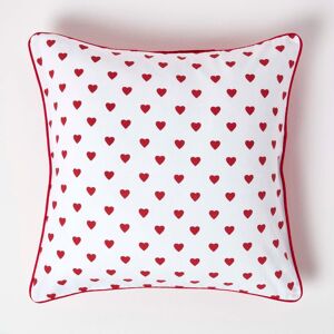 Homescapes Cotton Red Hearts Cushion Cover, 60 x 60 cm Homescapes Cotton Red Hearts Cushion Cover, 60 x 60 cm