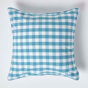Homescapes Cotton Block Check Gingham Blue Cushion Cover, 60 x 60 cm Homescapes Cotton Block Check Gingham Blue Cushion Cover, 60 x 60 cm