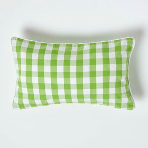 Homescapes Green Cotton Block Check Cushion Cover - Cushion Cover Homescapes Green Cotton Block Check Cushion Cover - Cushion Cover