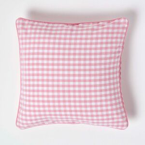 Homescapes Cotton Gingham Check Pink Cushion Cover - Cushion Cover Homescapes Cotton Gingham Check Pink Cushion Cover - Cushion Cover