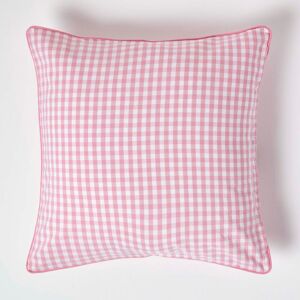 Homescapes Cotton Gingham Check Pink Cushion Cover, 60 x 60 cm Homescapes Cotton Gingham Check Pink Cushion Cover, 60 x 60 cm