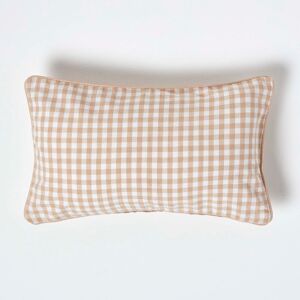 Homescapes Cotton Gingham Check Beige Cushion Cover - Cushion Cover Homescapes Cotton Gingham Check Beige Cushion Cover - Cushion Cover