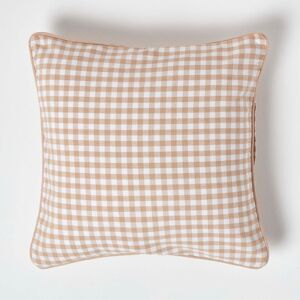 Homescapes Beige Cotton Gingham Check Cushion Cover - 45 x 45cm Homescapes Beige Cotton Gingham Check Cushion Cover - 45 x 45cm