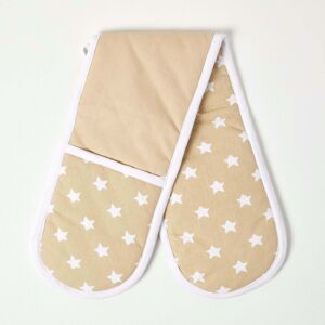 Homescapes Beige Stars Cotton Double Oven Glove - Oven Glove Homescapes Beige Stars Cotton Double Oven Glove - Oven Glove