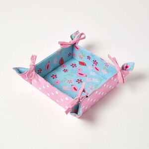Homescapes - Reversible Fabric Bread Basket - Blue Homescapes - Reversible Fabric Bread Basket - Blue