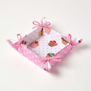 Homescapes Reversible Fabric Bread Basket Cup Cakes Foldable Basket Homescapes Reversible Fabric Bread Basket Cup Cakes Foldable Basket