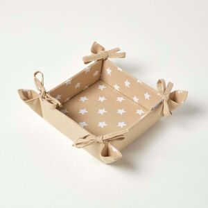 Homescapes Reversible Fabric Bread Basket Stars Beige Foldable Basket Homescapes Reversible Fabric Bread Basket Stars Beige Foldable Basket