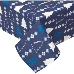 Homescapes Blue Winterland Cotton Christmas Round Tablecloth - Tablecloth Homescapes Blue Winterland Cotton Christmas Round Tablecloth - Tablecloth