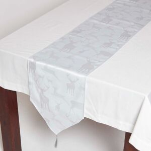 Homescapes Silver Stag Christmas Table Runner, 33 x 182 cm Homescapes Silver Stag Christmas Table Runner, 33 x 182 cm