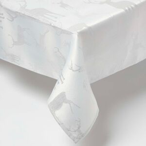 Homescapes Silver Stag Christmas Table Cloth, 132 x 178 cm Homescapes Silver Stag Christmas Table Cloth, 132 x 178 cm