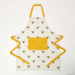 Homescapes Honey Bee Yellow Cotton Kitchen Apron - Unisex Homescapes Honey Bee Yellow Cotton Kitchen Apron - Unisex