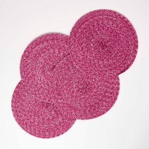 Homescapes Pink Woven Placemats Set of 4, 40 cm Round Homescapes Pink Woven Placemats Set of 4, 40 cm Round