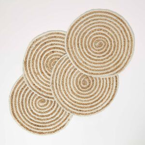 Homescapes Natural Jute Placemats Set of 4, 40 cm Round Homescapes Natural Jute Placemats Set of 4, 40 cm Round