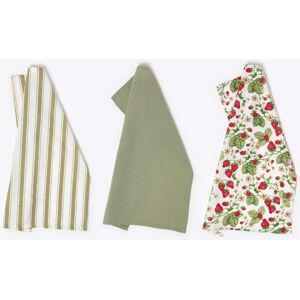 Homescapes Set of 3 100% Cotton Strawberry Tea Towels, 45 x 65 cm, Red, Green, Durable, Absorbent Homescapes Set of 3 100% Cotton Strawberry Tea Towels, 45 x 65 cm, Red, Green, Durable, Absorbent