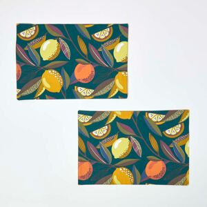 Homescapes Set of 2 100% Cotton Citrus Placemats, 48 x 33 cm, Multi Colour, OEKO-TEX Certified, Food Safe, 19 x 13" Homescapes Set of 2 100% Cotton Citrus Placemats, 48 x 33 cm, Multi Colour, OEKO-TEX Certified, Food Safe, 19 x 13"