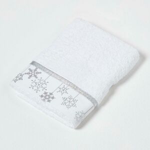 Homescapes Snowflake Embroidered 100% Cotton Christmas Hand Towel Homescapes Snowflake Embroidered 100% Cotton Christmas Hand Towel