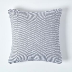 Homescapes Grey Chevron Cotton Cushion Cover - 45x45 cm Homescapes Grey Chevron Cotton Cushion Cover - 45x45 cm