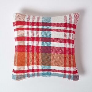Homescapes Red Tartan Cotton Cushion Cover - 45cm x 45cm Homescapes Red Tartan Cotton Cushion Cover - 45cm x 45cm