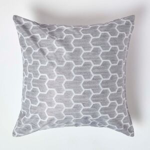 Homescapes Geometric Grey Jacquard Cushion Cover, 60 x 60 cm Homescapes Geometric Grey Jacquard Cushion Cover, 60 x 60 cm