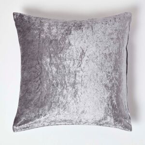Homescapes Silver Luxury Crushed Velvet Cushion Cover, 60 x 60 cm Homescapes Silver Luxury Crushed Velvet Cushion Cover, 60 x 60 cm
