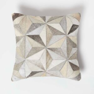 Homescapes Geometric Star Grey Leather Cushion 45 x 45 cm Homescapes Geometric Star Grey Leather Cushion 45 x 45 cm