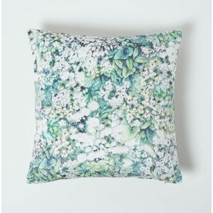 Homescapes Floral Garden Green Velvet Cushion - 46 x 46 cm Homescapes Floral Garden Green Velvet Cushion - 46 x 46 cm