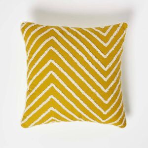 Homescapes Chevron Mustard Yellow Tufted Cotton Cushion 45 x 45 cm Homescapes Chevron Mustard Yellow Tufted Cotton Cushion 45 x 45 cm