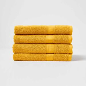 Homescapes Turkish Cotton Bath Towel Set of 4, Ochre Homescapes Turkish Cotton Bath Towel Set of 4, Ochre