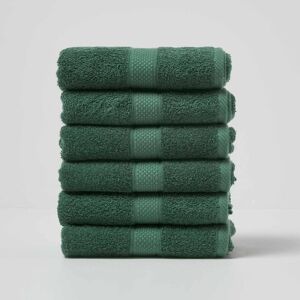 Homescapes Dark Green Hand Towel Set of 6 Turkish Cotton Homescapes Dark Green Hand Towel Set of 6 Turkish Cotton