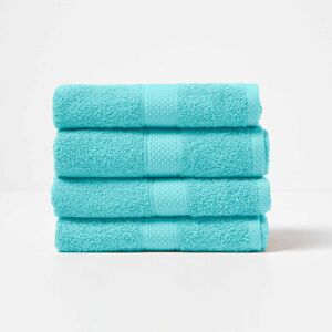 Homescapes Aqua Hand Towel Set of 4 Turkish Cotton Homescapes Aqua Hand Towel Set of 4 Turkish Cotton
