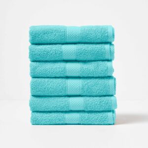 Homescapes Aqua Hand Towel Set of 6 Turkish Cotton Homescapes Aqua Hand Towel Set of 6 Turkish Cotton