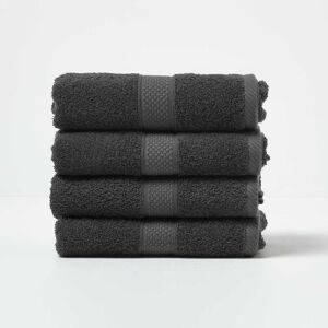 Homescapes Black Hand Towel Set of 4 Turkish Cotton Homescapes Black Hand Towel Set of 4 Turkish Cotton