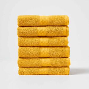 Homescapes Turkish Cotton Hand Towel Set of 6, Ochre Homescapes Turkish Cotton Hand Towel Set of 6, Ochre