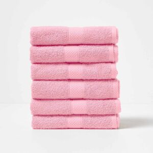 Homescapes Pink Hand Towel Set of 6 Turkish Cotton Homescapes Pink Hand Towel Set of 6 Turkish Cotton