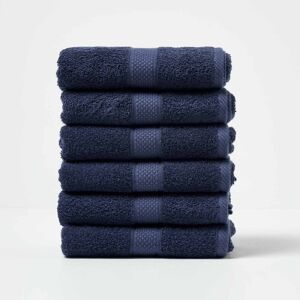 Homescapes Navy Blue Hand Towel Set of 6 Turkish Cotton Homescapes Navy Blue Hand Towel Set of 6 Turkish Cotton